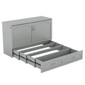 Queen Size Murphy Bed Wall Bed With Drawer And A Set Of Sockets & Usb Ports, Pulley Structure Design, Gray Gray Solid Wood Mdf
