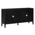 Retro Sideboard Door With Circular Groove Design Round Metal Door Handle For Entrance, Dinning Room, Living Room Black Black Mdf