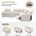 104'' Power Recliner Corner Sofa Home Theater Reclining Sofa Sectional Couches With Storage Box, Cup Holders, Usb Ports And Power Socket For Living Room, Beige Beige Foam Linen 4 Seat