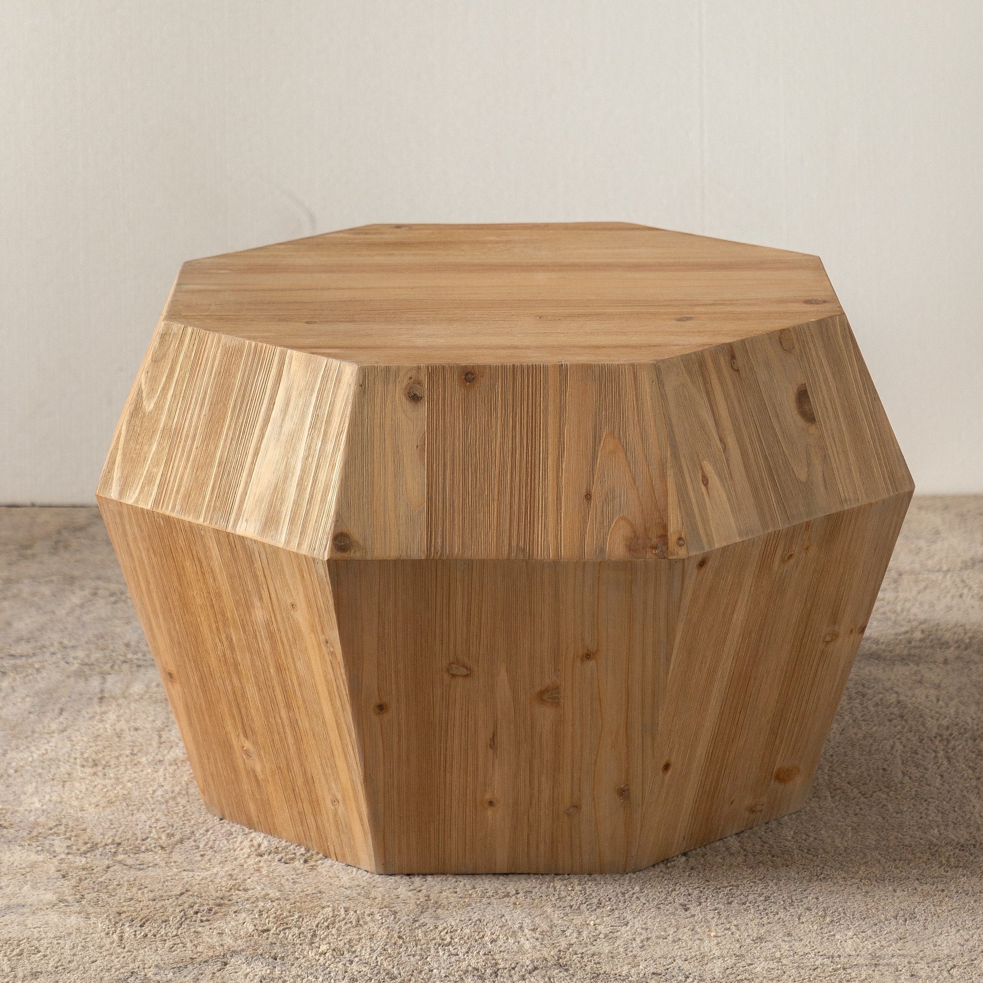 31.50" Octagonal Wooden American Retro Style Coffee Table Natural Mdf