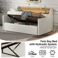 Twin Size Daybed With Hydraulic Storage, Upholstered Daybed With Lift Up Storage, Twin Leather Daybed With Charging Station And Led Lights,White Expect Arrival Date Feb.13Rd Twin White Pu Leather