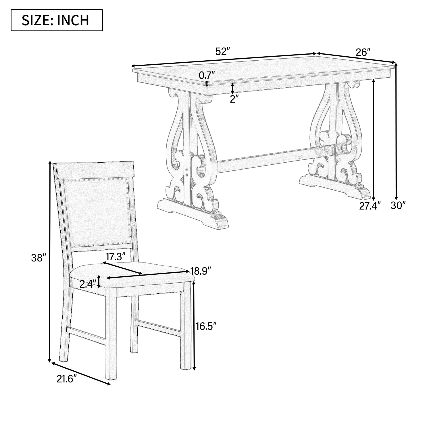 5 Piece Retro Dining Set, Rectangular Wooden Dining Table And 4 Upholstered Chairs For Dining Room And Kitchen Brown White Brown White Solid Wood Mdf