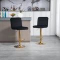 Coolmore Bar Stools With Back And Footrest Counter Height Dining Chairs 2Pc Set,360 Velvet Swivel Bar Stools Set Of 2, Adjustable Counter Height Bar Chairs Black Velvet Black Primary Living Space Foam Velvet