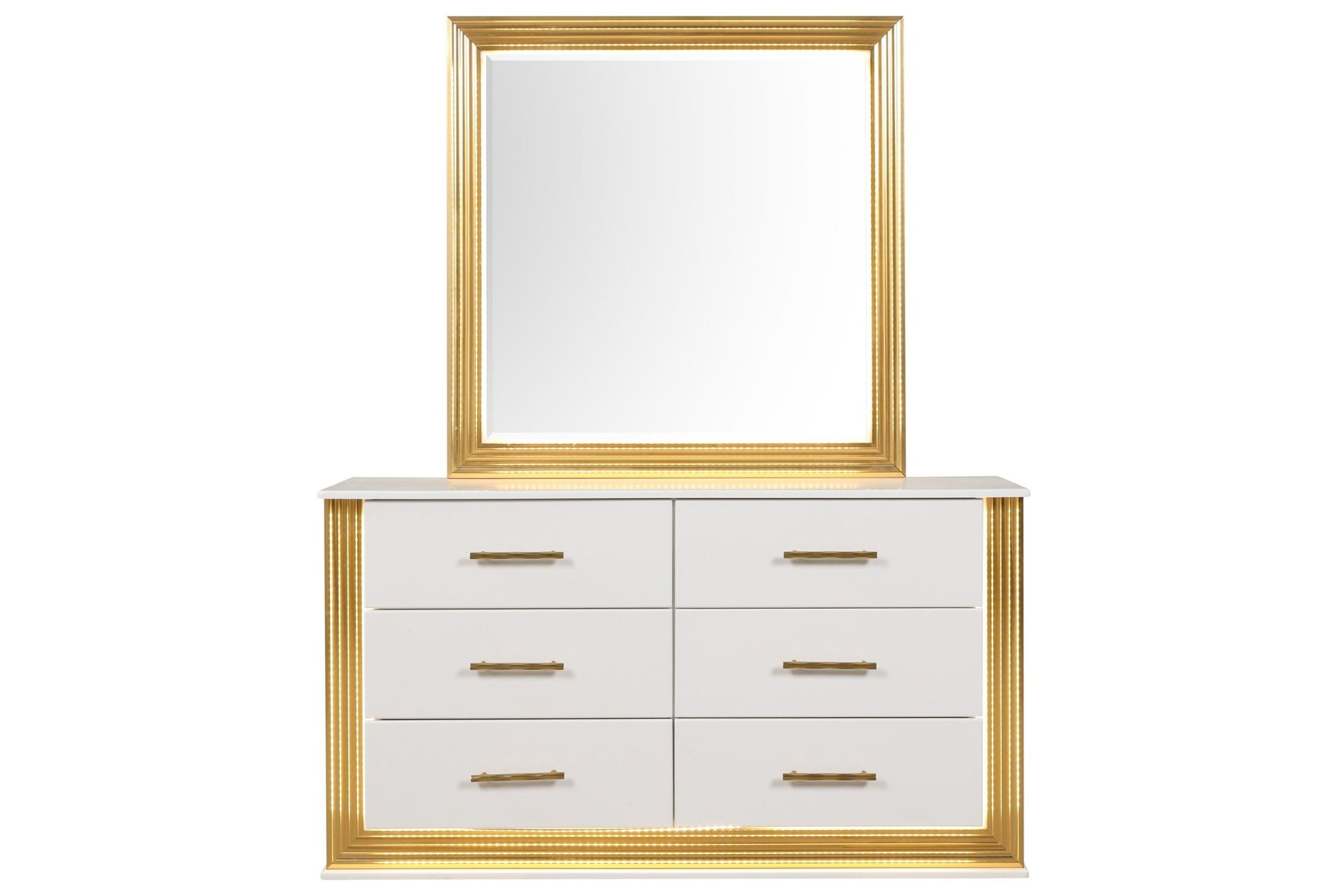 Obsession Contemporary Style 6 Drawer Dresser Made With Wood & Gold Fi Obsession Contemporary Style 6 Drawer Dresser Made With Wood & Gold Fi
