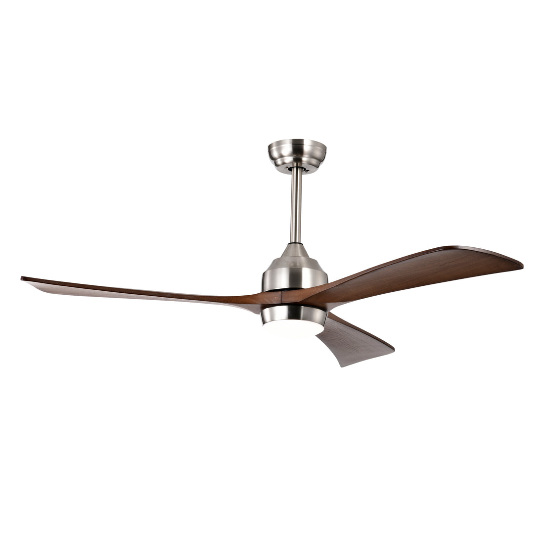 52" Ceiling Fan With Lights Remote Control,Quiet Dc Motor 3 Wood Blade Ceiling Fans 6 Speed Levels,Reversible Ceiling Fan, For Patio Living Room, Bedroom, Office,Indoor. Stain Nickel Walnut Nickel Contemporary,Farmhouse,Industrial Wood Iron