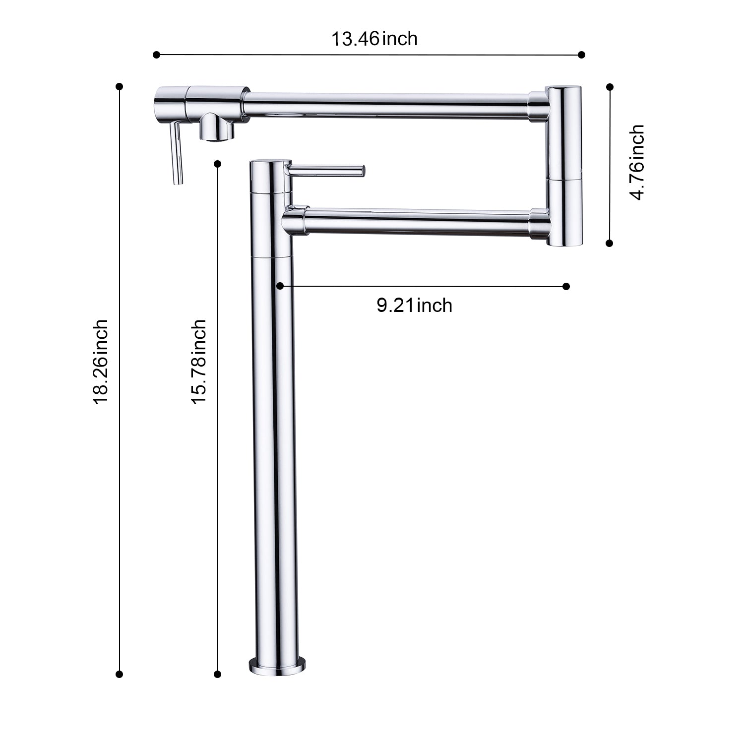 Pot Filler Faucet With Extension Shank Chrome Brass