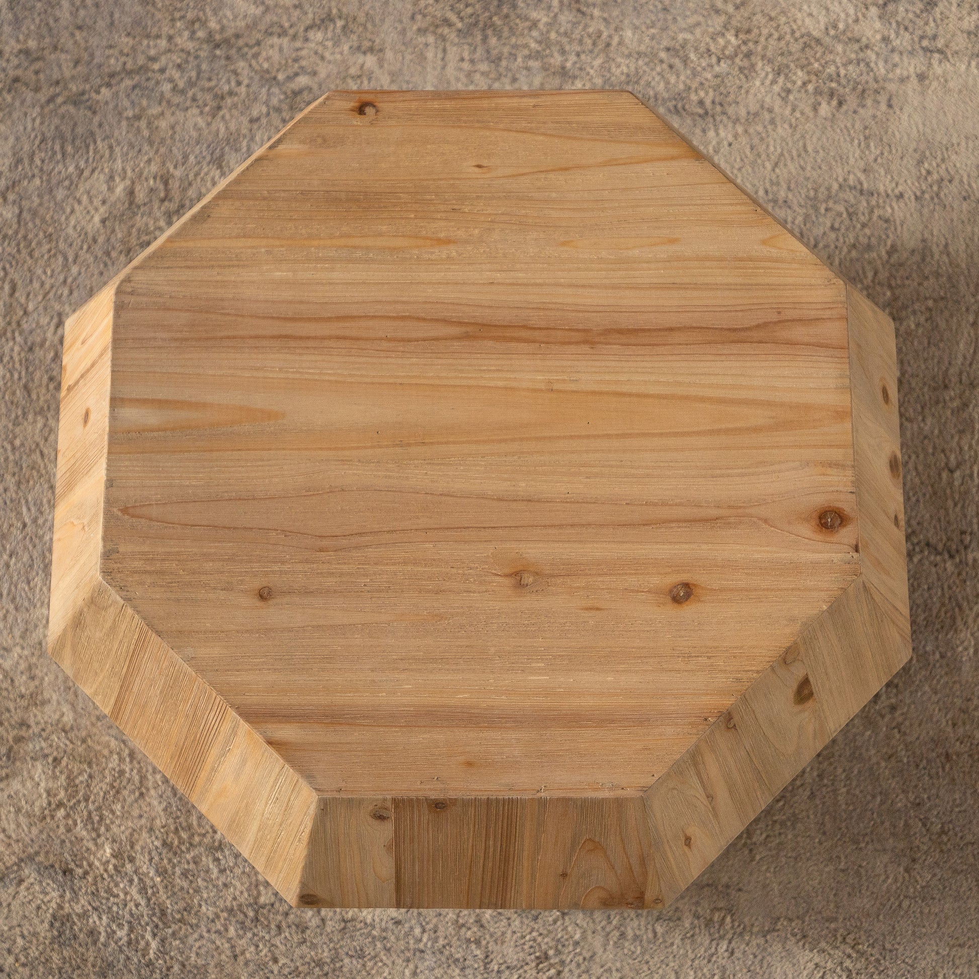 31.50" Octagonal Wooden American Retro Style Coffee Table Natural Mdf