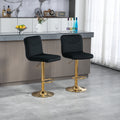 Coolmore Bar Stools With Back And Footrest Counter Height Dining Chairs 2Pc Set,360 Velvet Swivel Bar Stools Set Of 2, Adjustable Counter Height Bar Chairs Black Velvet Black Primary Living Space Foam Velvet