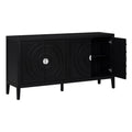 Retro Sideboard Door With Circular Groove Design Round Metal Door Handle For Entrance, Dinning Room, Living Room Black Black Mdf