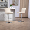 Coolmore Bar Stools With Back And Footrest Counter Height Dining Chairs 2Pc Set,360 Velvet Swivel Bar Stools Set Of 2, Adjustable Counter Height Bar Chairs Ivory Velvet Ivory Foam Velvet