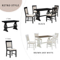 5 Piece Retro Dining Set, Rectangular Wooden Dining Table And 4 Upholstered Chairs For Dining Room And Kitchen Black Black Solid Wood Mdf