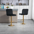 Coolmore Bar Stools With Back And Footrest Counter Height Dining Chairs 2Pc Set,360 Velvet Swivel Bar Stools Set Of 2, Adjustable Counter Height Bar Chairs Black Velvet Black Primary Living Space Foam Velvet