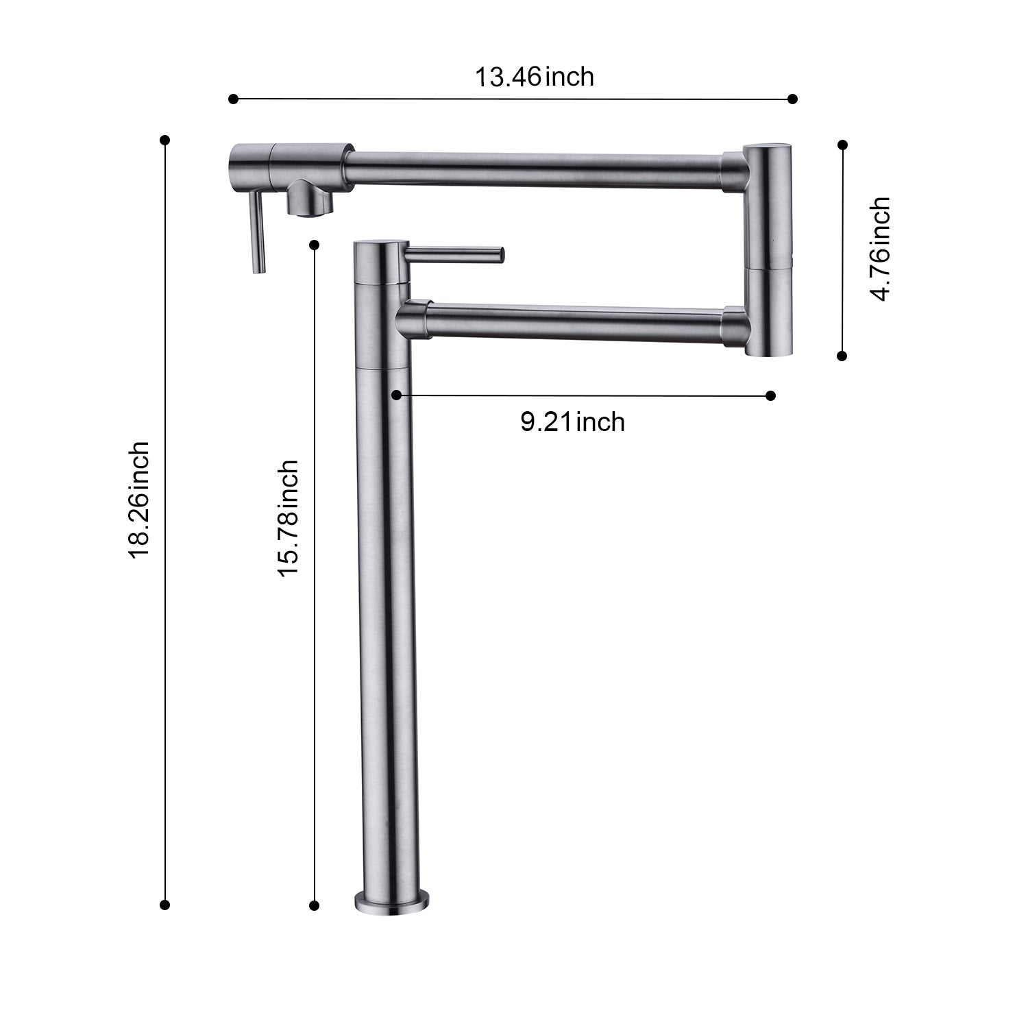 Pot Filler Faucet With Extension Shank Brushed Nickel Brass