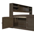 Full Size Wood Daybed With 2 Bedside Cabinets, Upper Shelves And 4 Drawers, Antique Brown Antique Brown Solid Wood Mdf