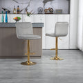 Coolmore Bar Stools With Back And Footrest Counter Height Dining Chairs 2Pc Set,360 Velvet Swivel Bar Stools Set Of 2, Adjustable Counter Height Bar Chairs Gray Velvet Gray Primary Living Space Foam Velvet