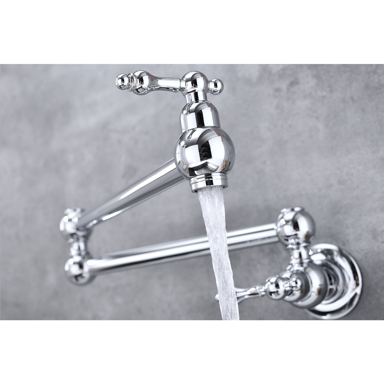 Wall Mount Folding Kitchen Pot Filler Faucet Chrome Brass