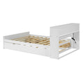 Full Size Wood Pltaform Bed With Win Size Trundle, 3 Drawers, Upper Shelves And A Set Of Usb Ports & Sockets, White White Solid Wood Mdf