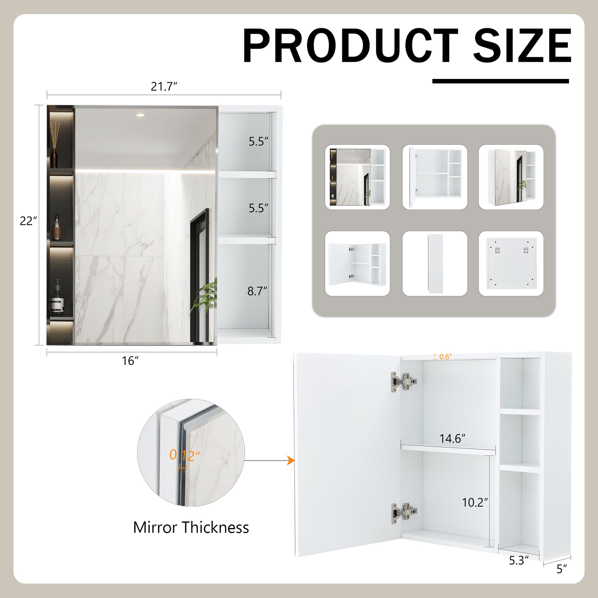 A White Mdf Material Mirror Cabinet, Bathroom Mirror, And A Separate Wall Mounted Bathroom Mirror For Storage And Space Saving. White Mdf Glass