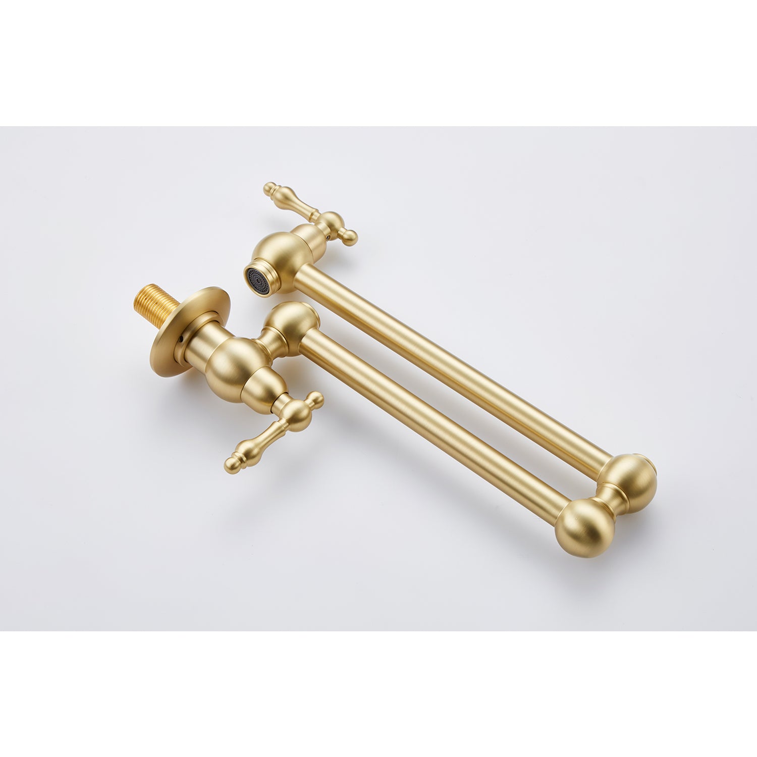 Wall Mount Folding Kitchen Pot Filler Faucet Brushed Gold Brass