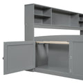 Full Size Wood Daybed With 2 Bedside Cabinets, Upper Shelves And 4 Drawers, Gray Gray Solid Wood Mdf