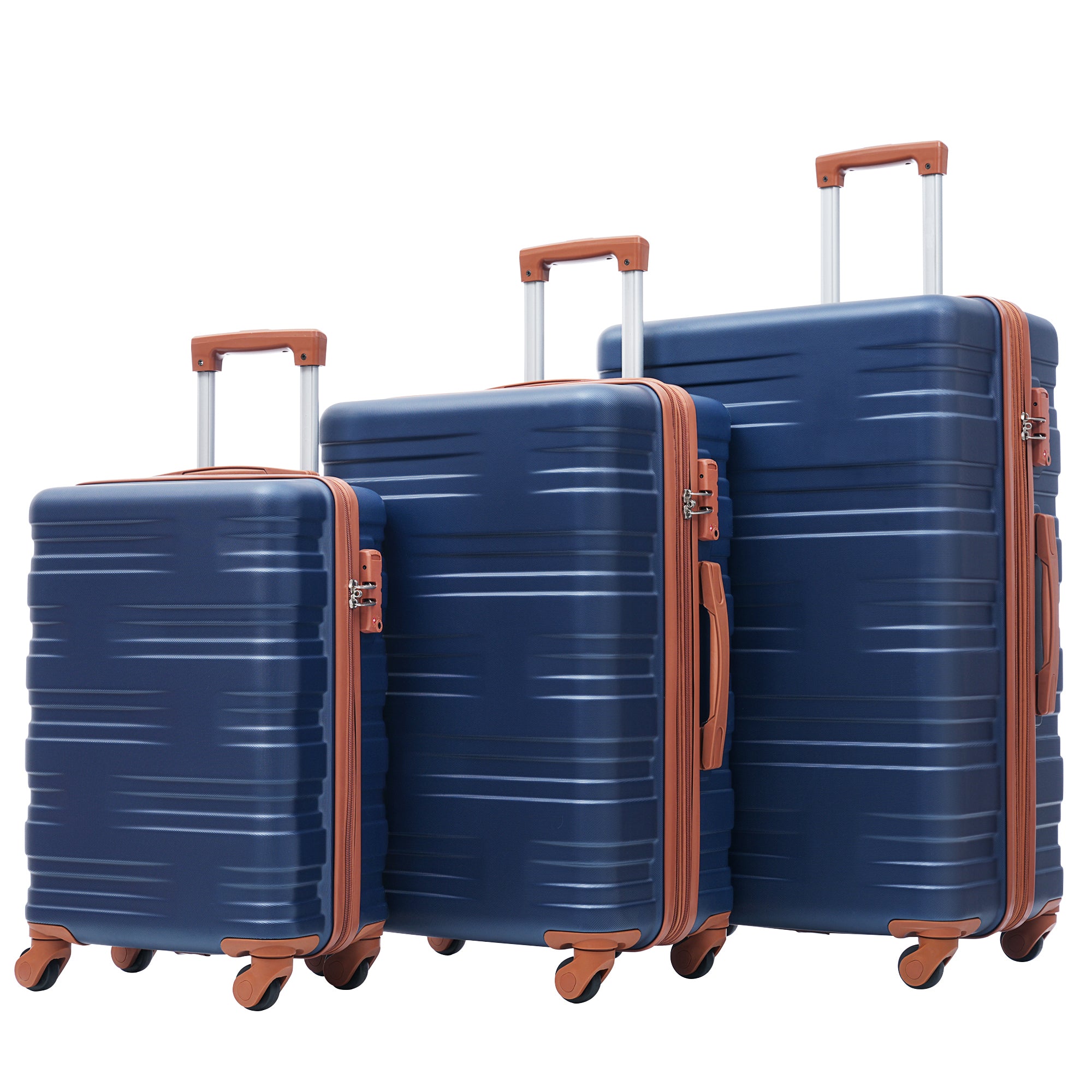 Hardshell Luggage Sets 3 Pcs Spinner Suitcase with TSA navy blue-abs