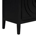 Retro Sideboard Door With Circular Groove Design Round Metal Door Handle For Entrance, Dinning Room, Living Room Black Black Mdf