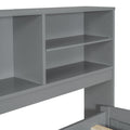 Full Size Wood Daybed With 2 Bedside Cabinets, Upper Shelves And 4 Drawers, Gray Gray Solid Wood Mdf