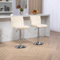 Coolmore Bar Stools With Back And Footrest Counter Height Dining Chairs 2Pc Set,360 Velvet Swivel Bar Stools Set Of 2, Adjustable Counter Height Bar Chairs Ivory Velvet Ivory Foam Velvet