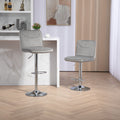 Coolmore Bar Stools With Back And Footrest Counter Height Dining Chairs 2Pc Set,360 Velvet Swivel Bar Stools Set Of 2, Adjustable Counter Height Bar Chairs Gray Velvet Gray Primary Living Space Foam Velvet