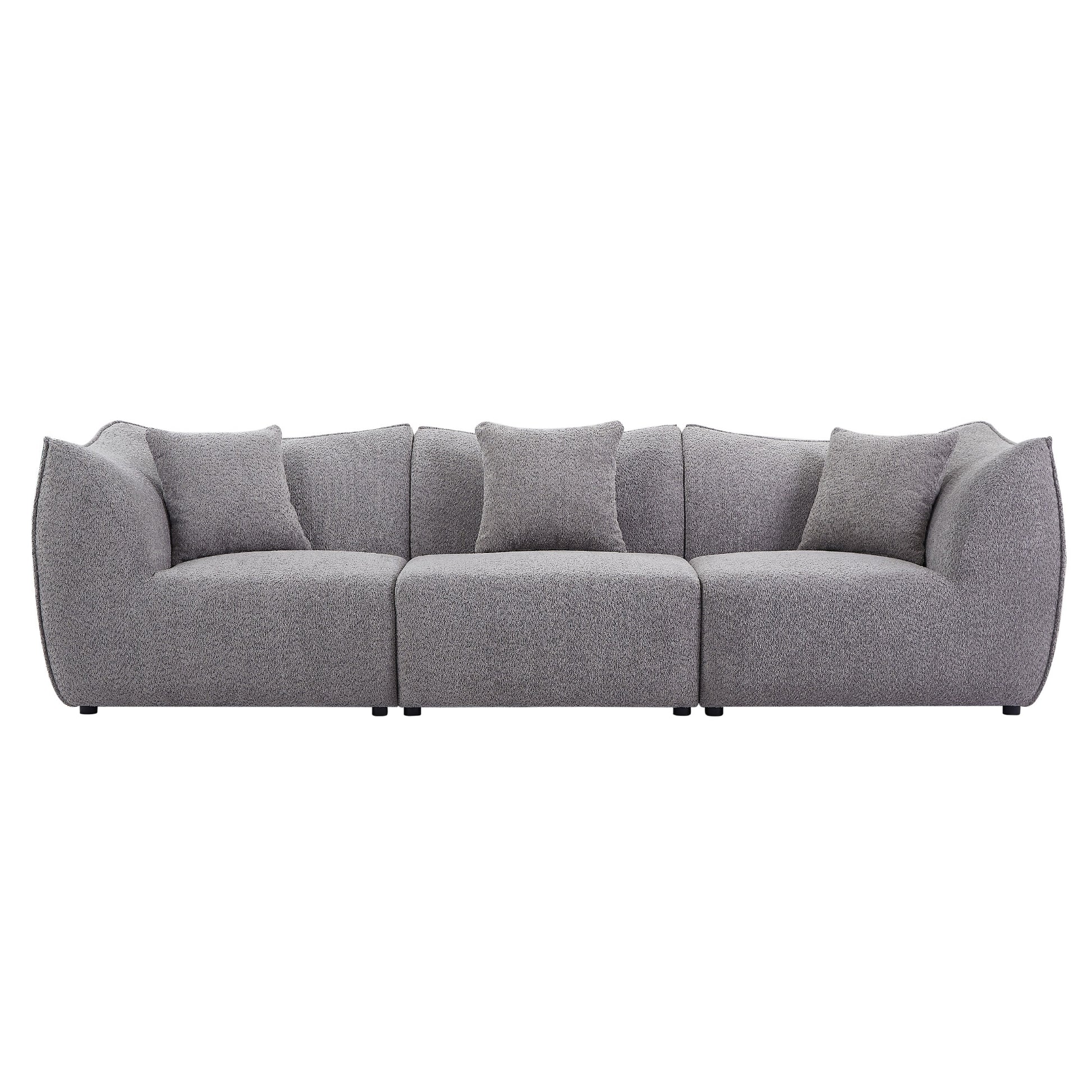 111 Inch Sofa, Comfy Sofa Couch With Deep Seats Modern Sofa 3 Seater Sofa, Couch For Living Room Apartment Lounge Grey Gray Teddy