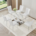 Large Modern Minimalist Rectangular Glass Dining Table, Suitable For 6 8 People, Equipped With 0.39 