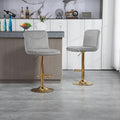 Coolmore Bar Stools With Back And Footrest Counter Height Dining Chairs 2Pc Set,360 Velvet Swivel Bar Stools Set Of 2, Adjustable Counter Height Bar Chairs Gray Velvet Gray Primary Living Space Foam Velvet