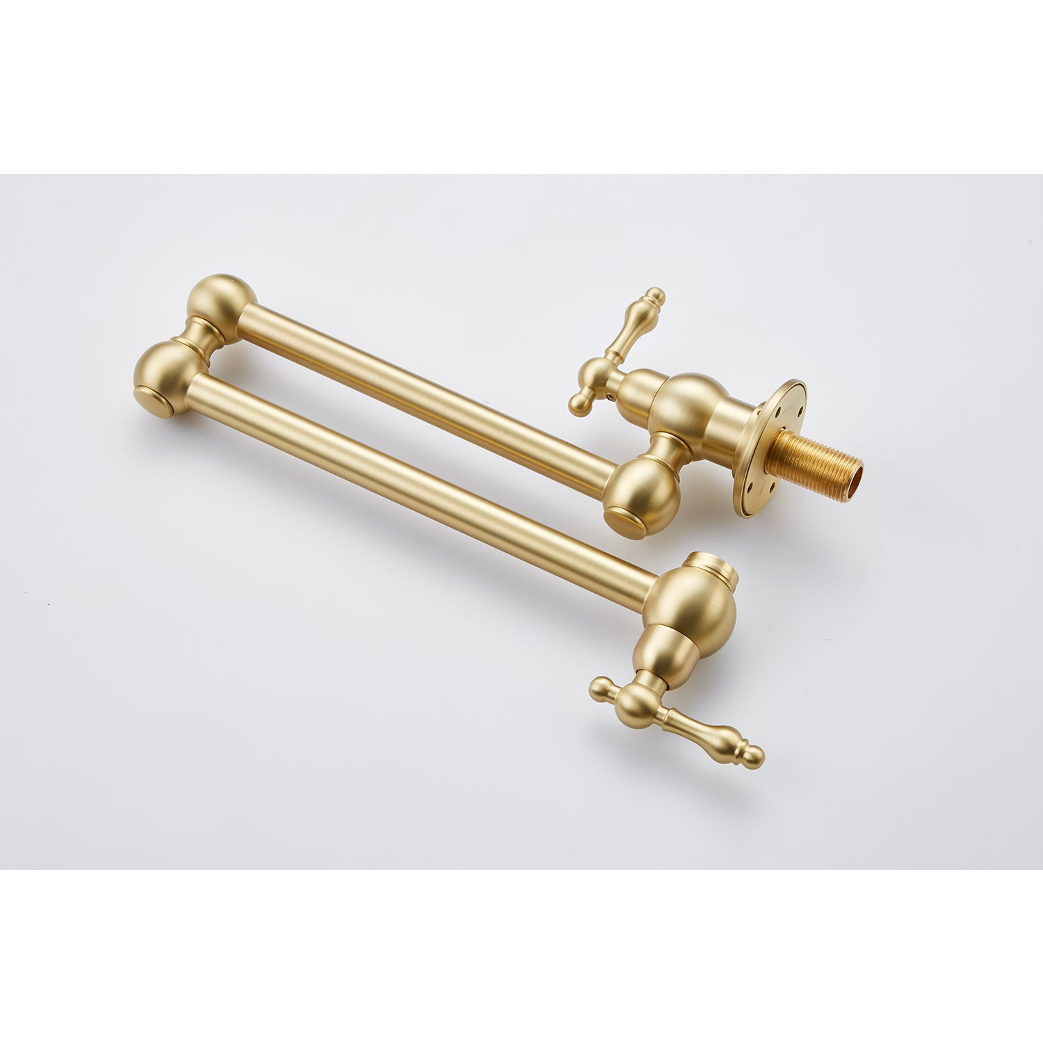 Wall Mount Folding Kitchen Pot Filler Faucet Brushed Gold Brass