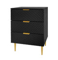 3 Drawer Cabinet, Accent Storage Cabinet, Suitable For Bedroom, Living Room, Study Black Particle Board