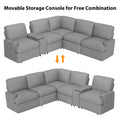 104'' Power Recliner Corner Sofa Home Theater Reclining Sofa Sectional Couches With Storage Box, Cup Holders, Usb Ports And Power Socket For Living Room, Grey Grey Foam Linen 4 Seat