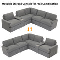 104'' Power Recliner Corner Sofa Home Theater Reclining Sofa Sectional Couches With Storage Box, Cup Holders, Usb Ports And Power Socket For Living Room, Dark Grey Dark Grey Foam Linen 4 Seat