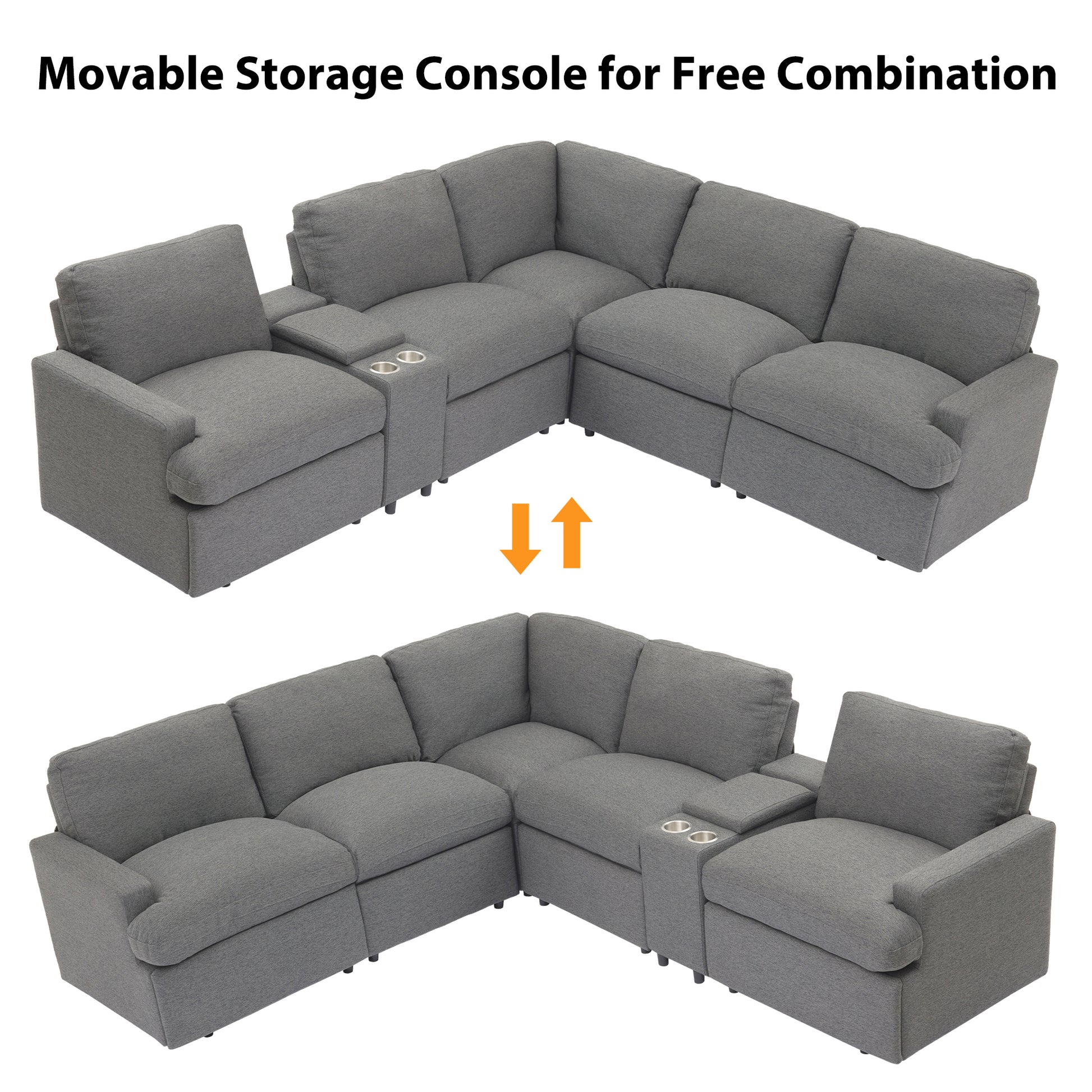 104'' Power Recliner Corner Sofa Home Theater Reclining Sofa Sectional Couches With Storage Box, Cup Holders, Usb Ports And Power Socket For Living Room, Dark Grey Dark Grey Foam Linen 4 Seat