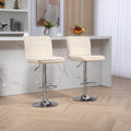 Coolmore Bar Stools With Back And Footrest Counter Height Dining Chairs 2Pc Set,360 Velvet Swivel Bar Stools Set Of 2, Adjustable Counter Height Bar Chairs Ivory Velvet Ivory Foam Velvet