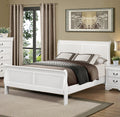 Classic Louis Philipe Style White Eastern King Size Bed 1Pc Traditional Design Bedroom Furniture Sleigh Bed Box Spring Required King White Wood Bedroom Traditional,Transitional Bed Frame Wood