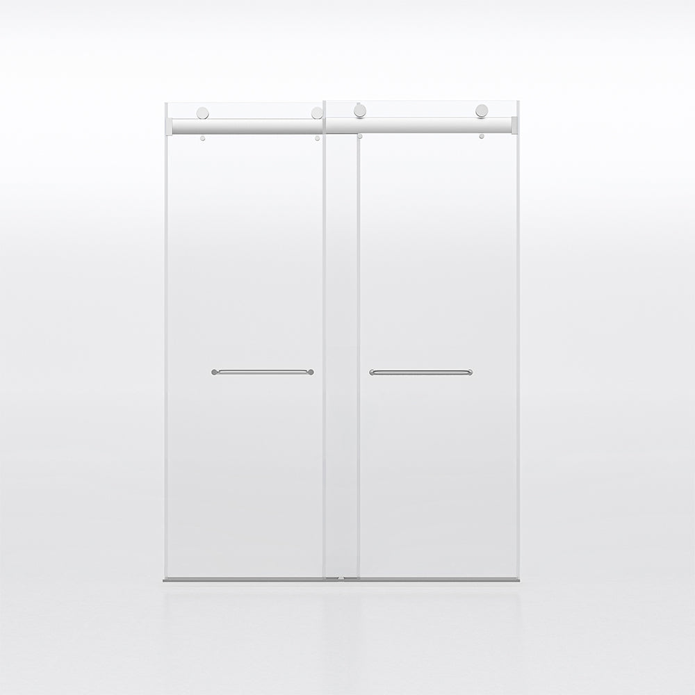 Frameless Sliding Glass Shower Doors 60" Width X 76"Height With 3 8" 10Mm Clear Tempered Glass, Brushed Nickel Brushed Nickel Bathroom American Design Stainless Steel Tempered Glass