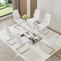 Large Modern Minimalist Rectangular Glass Dining Table, Suitable For 6 8 People, Equipped With 0.39 