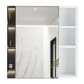 A White Mdf Material Mirror Cabinet, Bathroom Mirror, And A Separate Wall Mounted Bathroom Mirror For Storage And Space Saving. White Mdf Glass