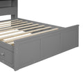 Full Size Wood Pltaform Bed With Win Size Trundle, 3 Drawers, Upper Shelves And A Set Of Usb Ports & Sockets, Gray Gray Solid Wood Mdf