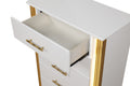 Contemporary Style 5 Drawer Chest Made With Wood & Gold Finish White White Bedroom Contemporary,Modern Solid Wood Mdf Wood