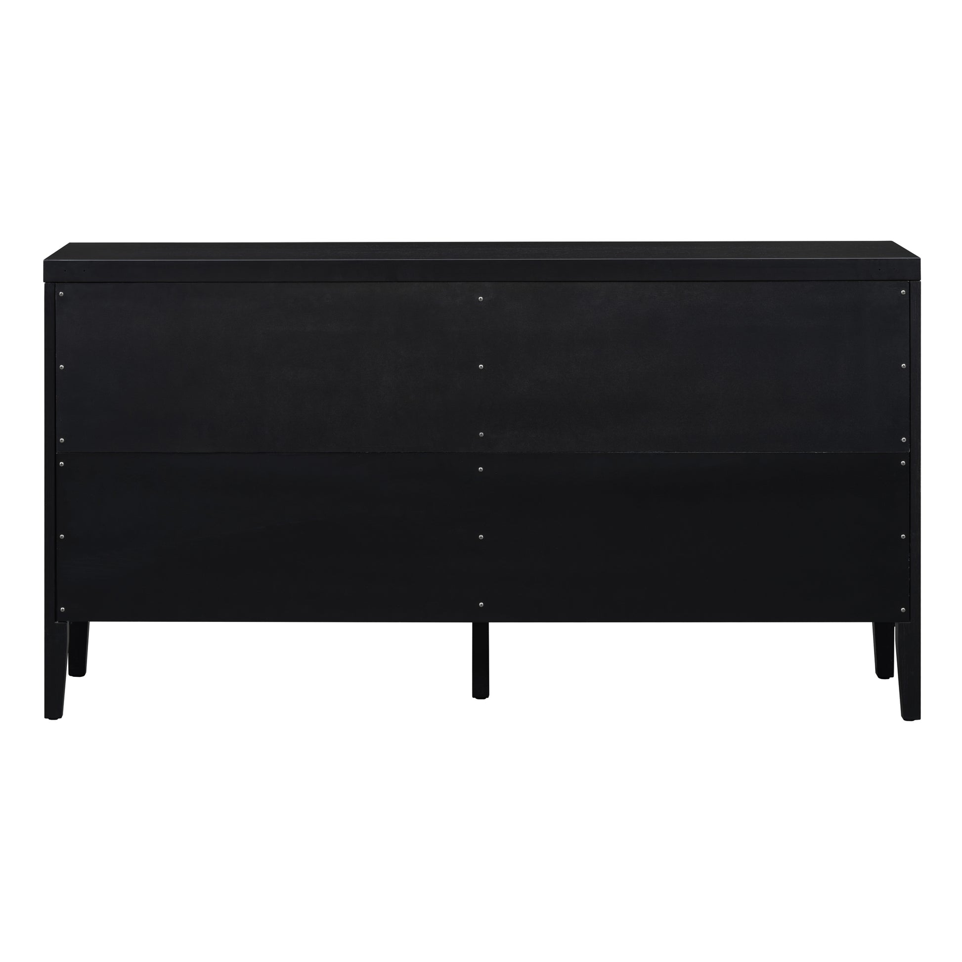 Retro Sideboard Door With Circular Groove Design Round Metal Door Handle For Entrance, Dinning Room, Living Room Black Black Mdf