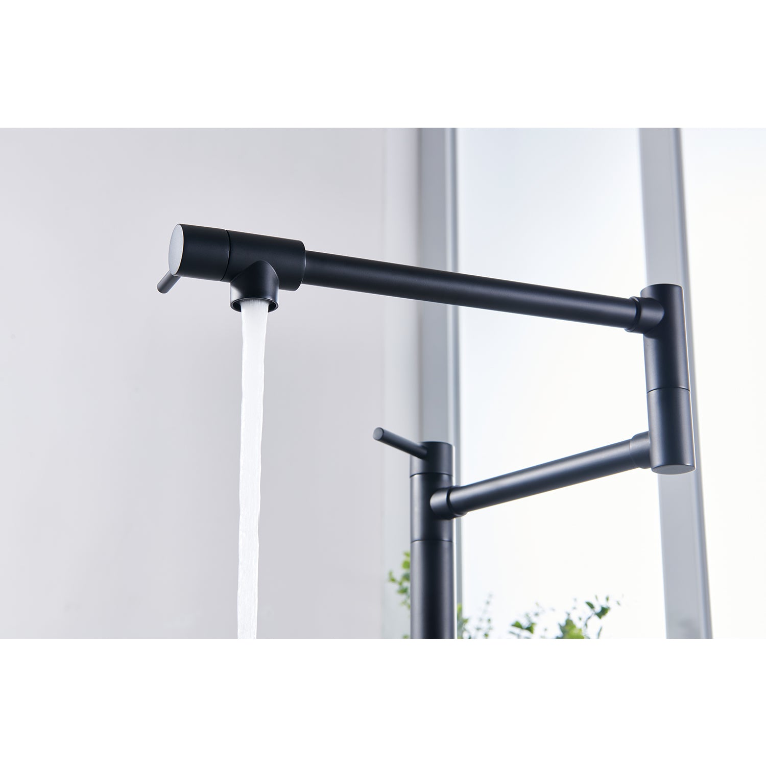 Pot Filler Faucet With Extension Shank Matte Black Brass