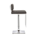 Grey And Chrome Adjustable Bar Stool Solid Grey Dining Room Spot Clean Rectangular Contemporary,Modern Bar Stools Solid Back Foam Upholstered