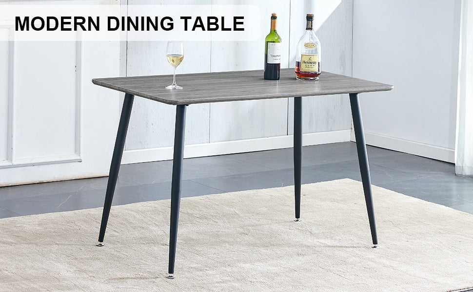 Industrial Style Rectangular Gray Wood Grain Table With Mdf Tabletop And Black Iron Legs, Suitable For Kitchens, Restaurants, And Living Rooms47.2"27.5"*29.5" 1226 Gray Mdf