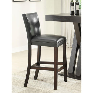 Cappuccino And Black Bar Height Stool Set Of 2 Solid Black Brown Dining Room Foam Spot Clean Transitional Bar Stools Rubberwood Solid Back Foam Upholstered