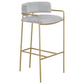 Grey And Gold Low Back Stool Solid Grey Dining Room Spot Clean Glam Bar Stools Solid Back Foam Velvet